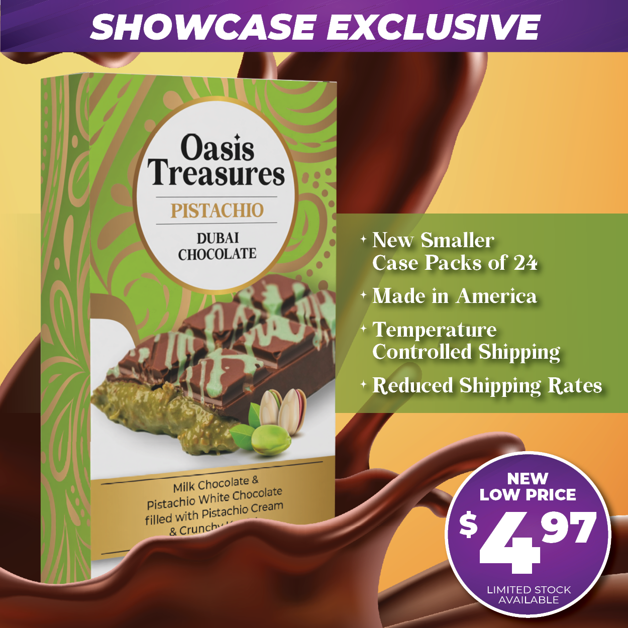 Dubai Chocolate Bar Pistachio by Oasis Treasures (Ice Pack)
