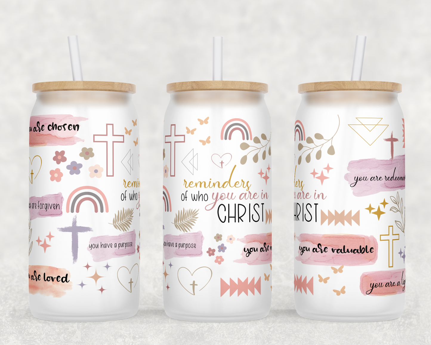 Reminders of Who You Are in Christ 16oz Libby Glass Tumbler