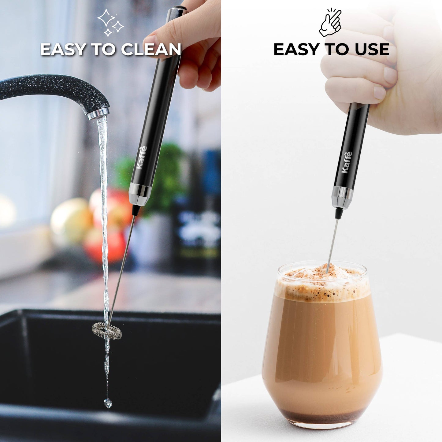 Kaffe Handheld Milk Frother with Stand