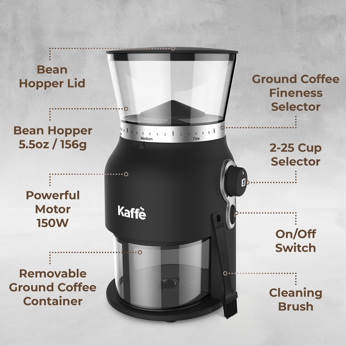 Kaffe Electric Conical Burr Coffee Grinder KF8150