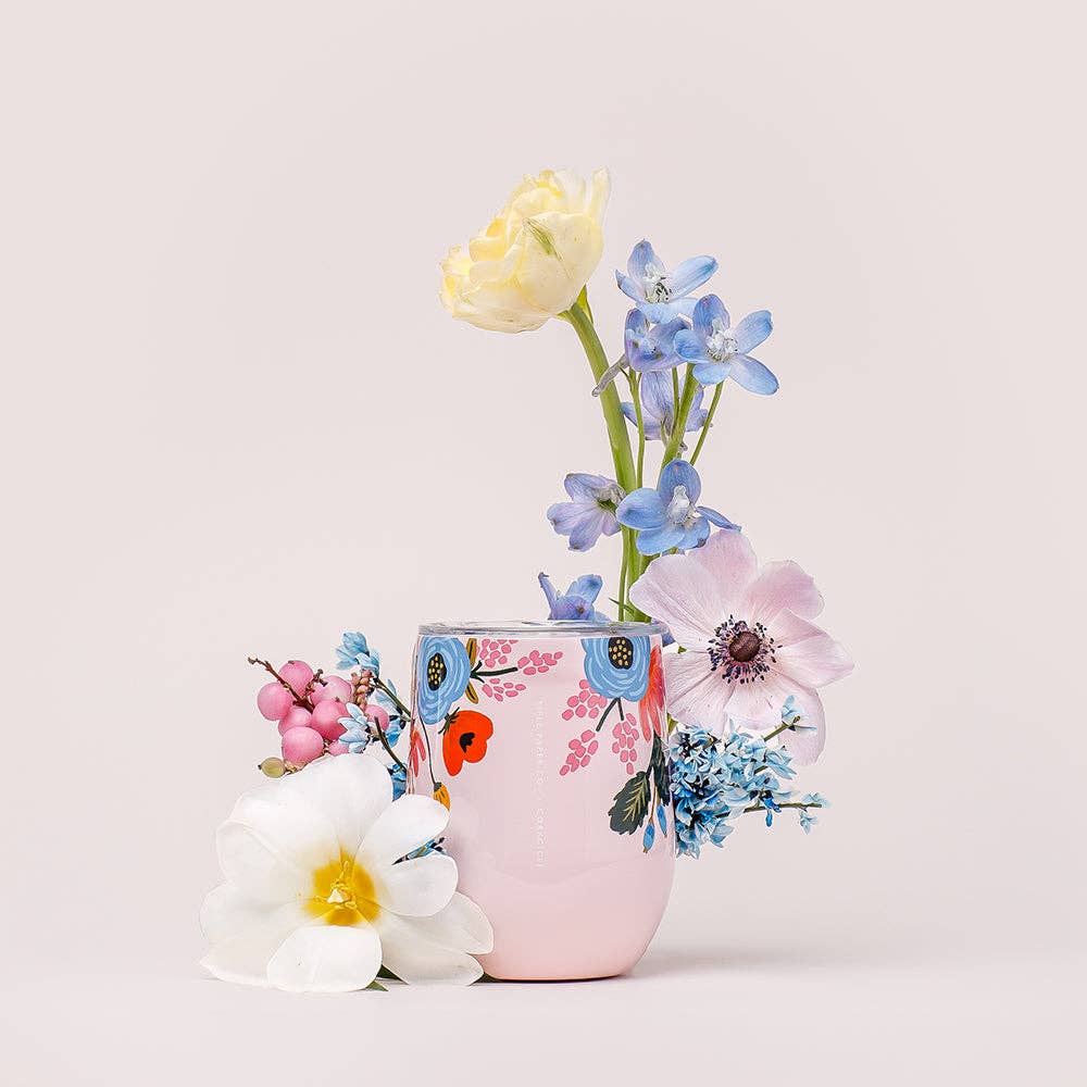 Corkcicle Rifle Paper Stemless - 12oz Gloss Blush - Lively Floral