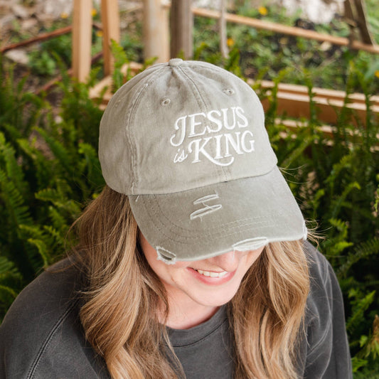 Jesus is King Distressed Dad Hat