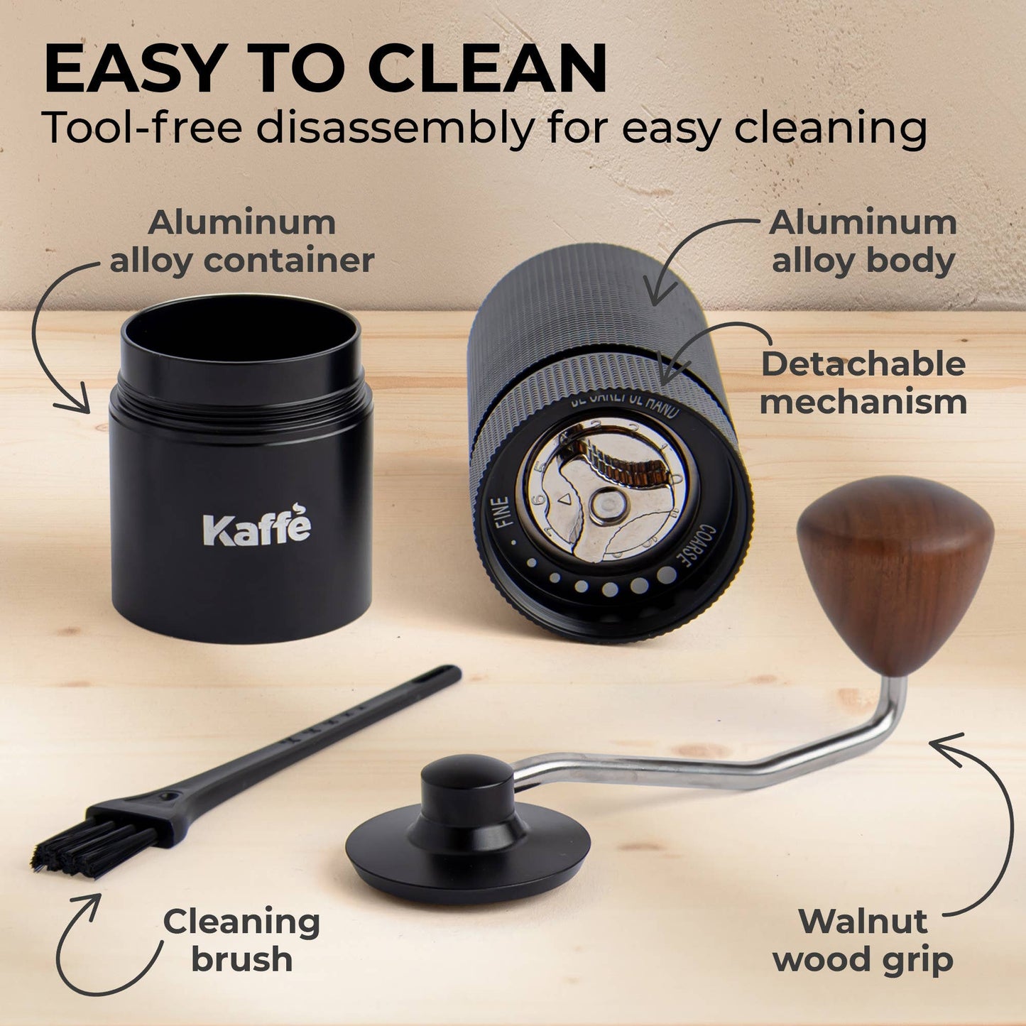 Kaffe Handheld Manual Burr Coffee Grinder - KF2071