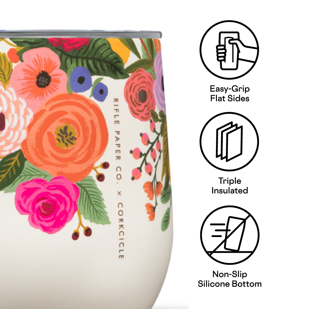 Corkcicle Stemless - 12oz Rifle Paper - Garden Party Cream