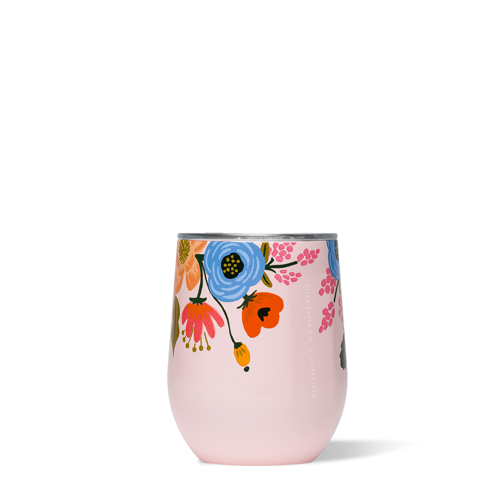 Corkcicle Rifle Paper Stemless - 12oz Gloss Blush - Lively Floral
