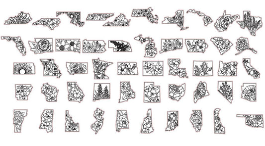 State Flower Keychains | Wood Engraved State Flower