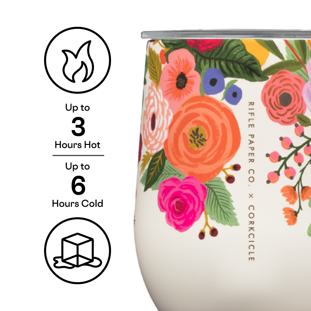 Corkcicle Stemless - 12oz Rifle Paper - Garden Party Cream