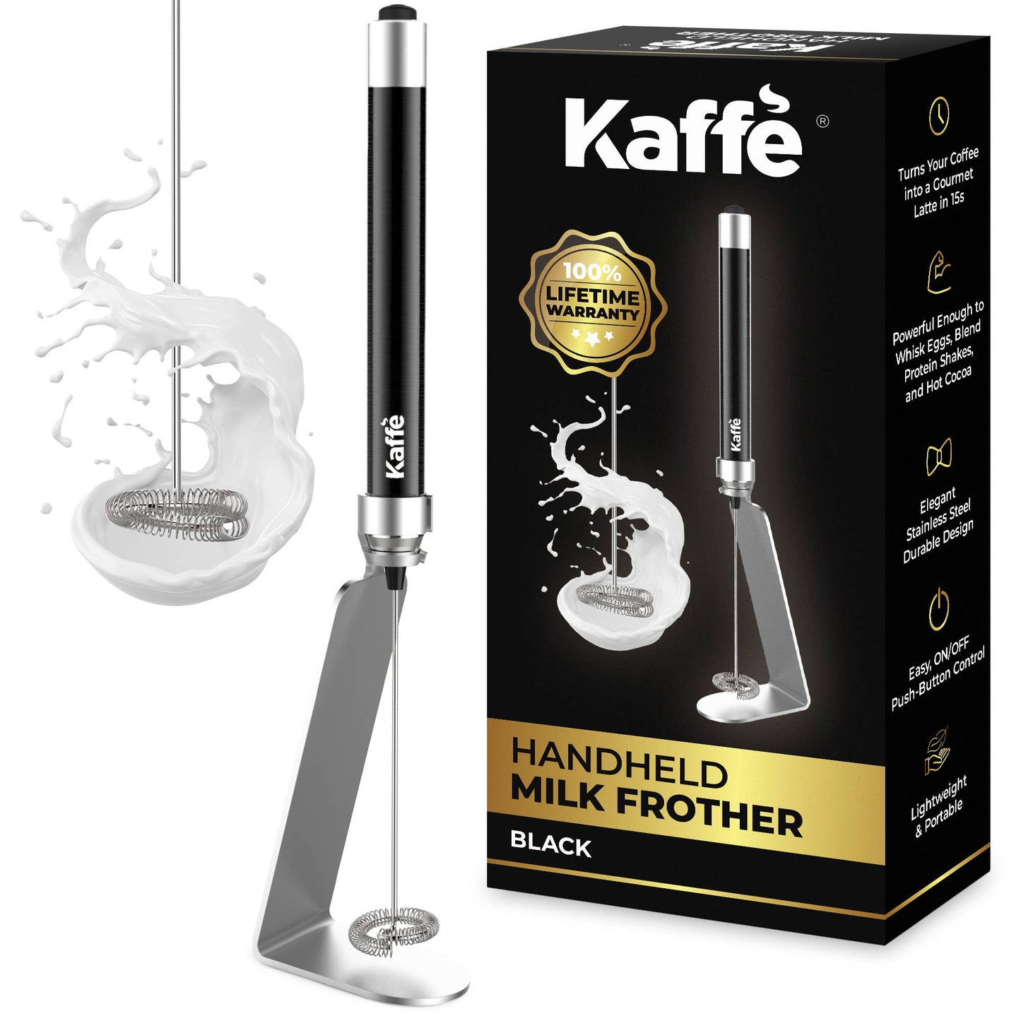 Kaffe Handheld Milk Frother with Stand