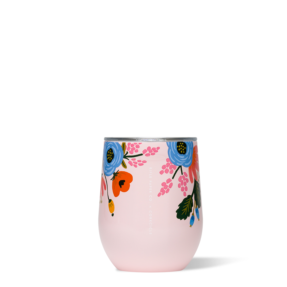 Corkcicle Rifle Paper Stemless - 12oz Gloss Blush - Lively Floral
