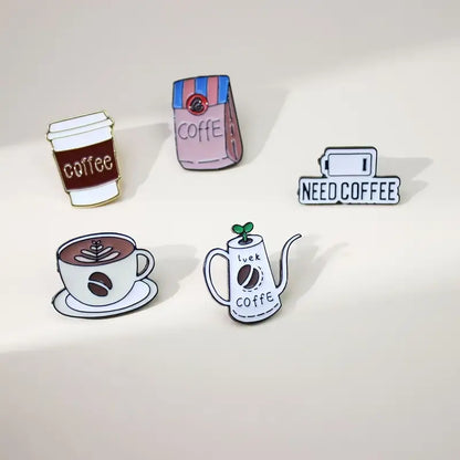 Caffeine Lover's 5 brew enamel pins , Personalize DIY