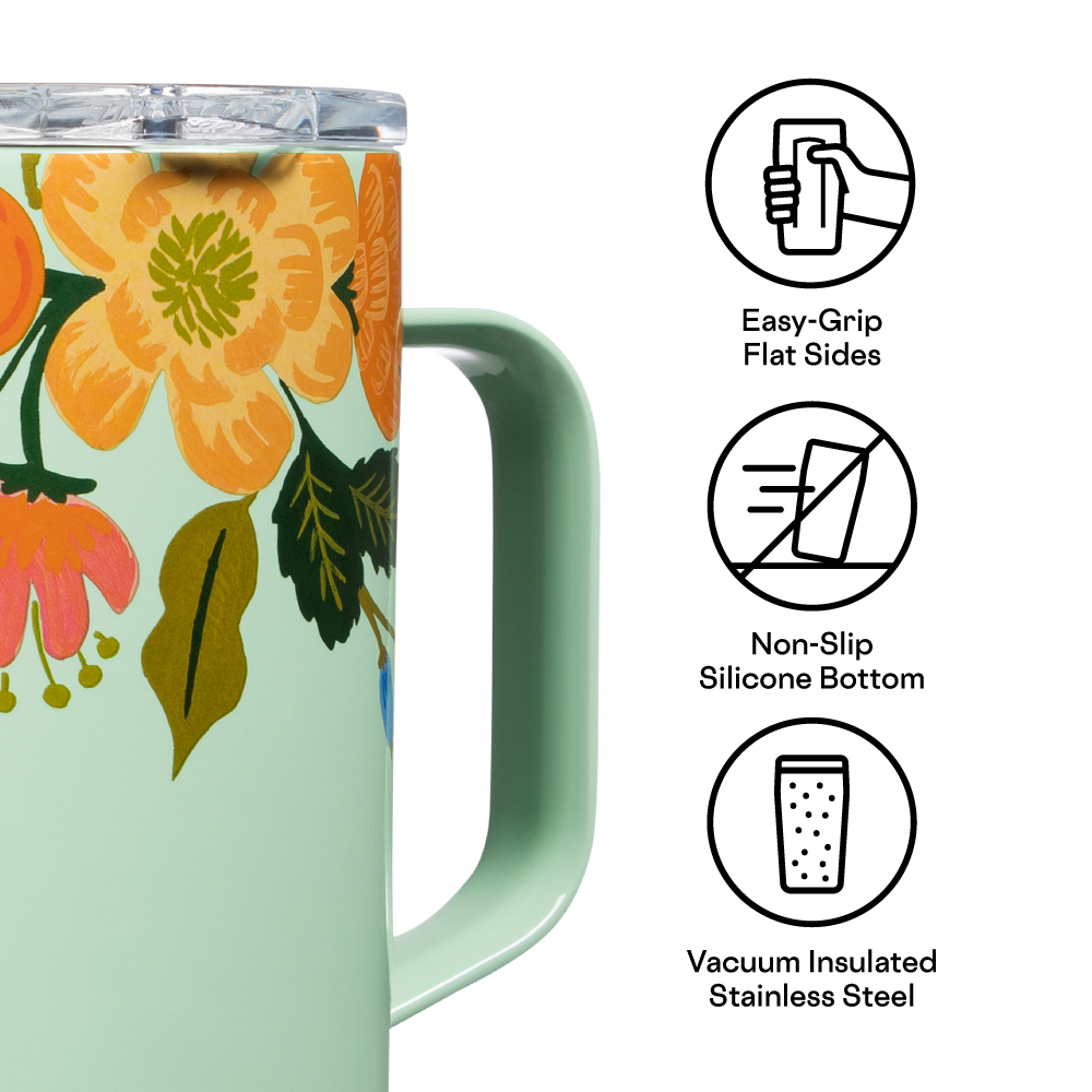 Corkcicle Mug - 16oz Rifle Paper - Gloss Mint Lively Floral