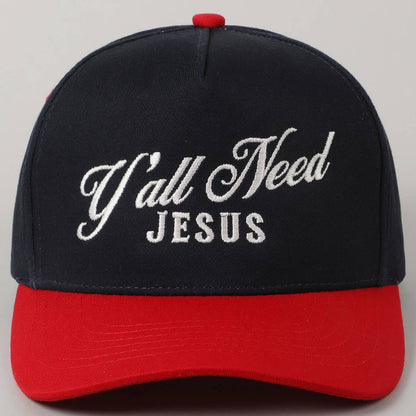Y'all Need Jesus Lettering Embroidered Trucker Hat