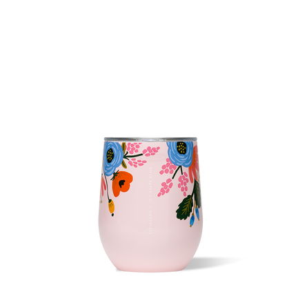 Corkcicle Rifle Paper Stemless - 12oz Gloss Blush - Lively Floral