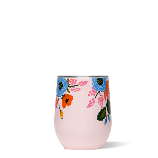 Corkcicle Rifle Paper Stemless - 12oz Gloss Blush - Lively Floral